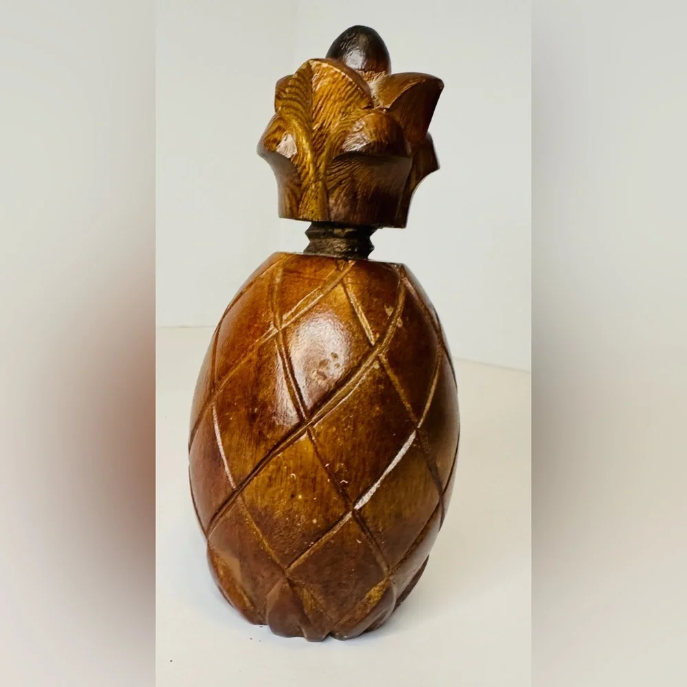 Vintage Wooden Carved Pineapple Screw Nutcracker